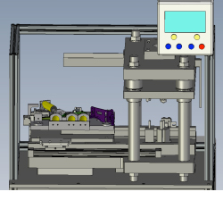 Industrial control panel with touchscreen interface showing process data